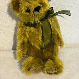 Ty Fern Jointed Teddy Bear Plush Stuffed Green Bow 8"  NWT